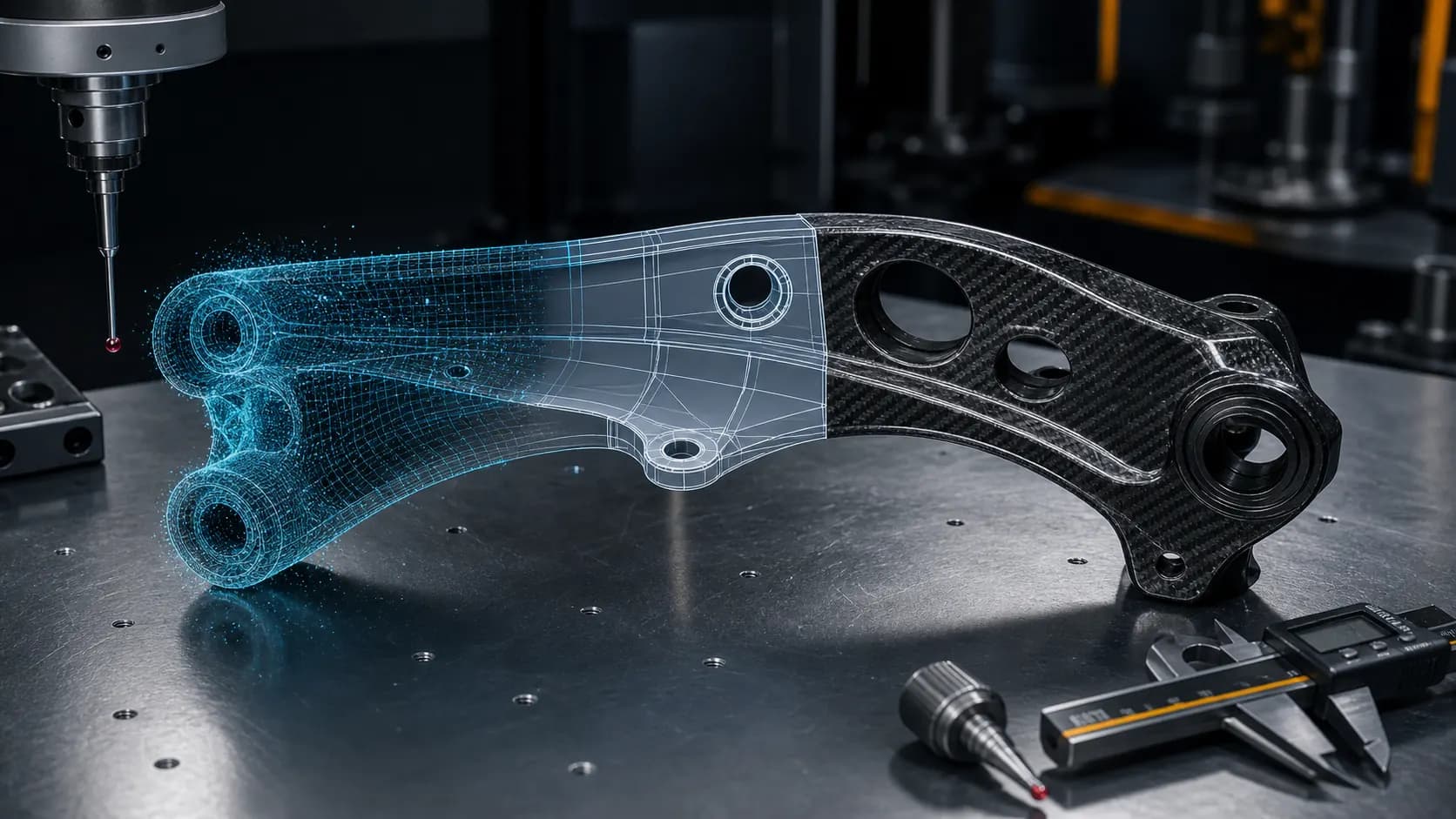 Scan mesh aligned to a carbon composite automotive component